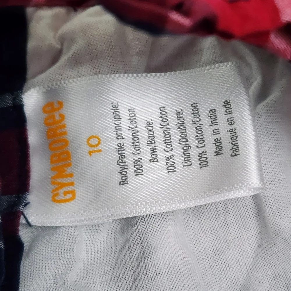 Girls Gymboree American Cutie Red White & Blue Madras Flutter Bow Dress Size 10